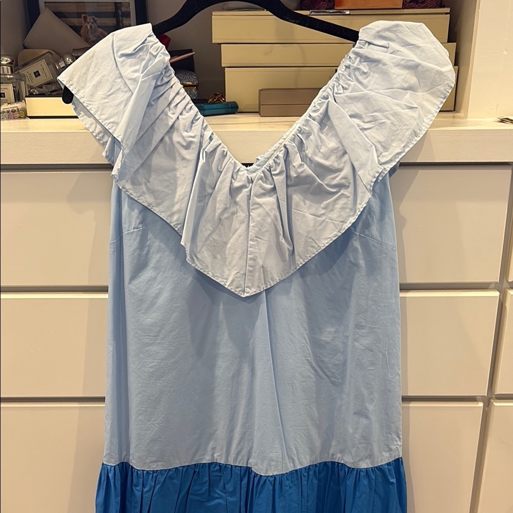 English Factory Blue Ruffle Dress